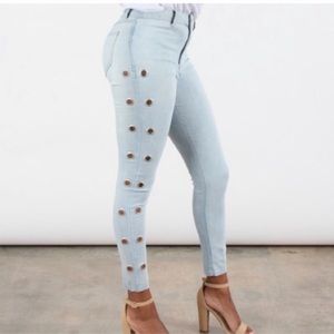 Boom Boom Jeans NWT Grommet Raw Hem Skinny Jeans